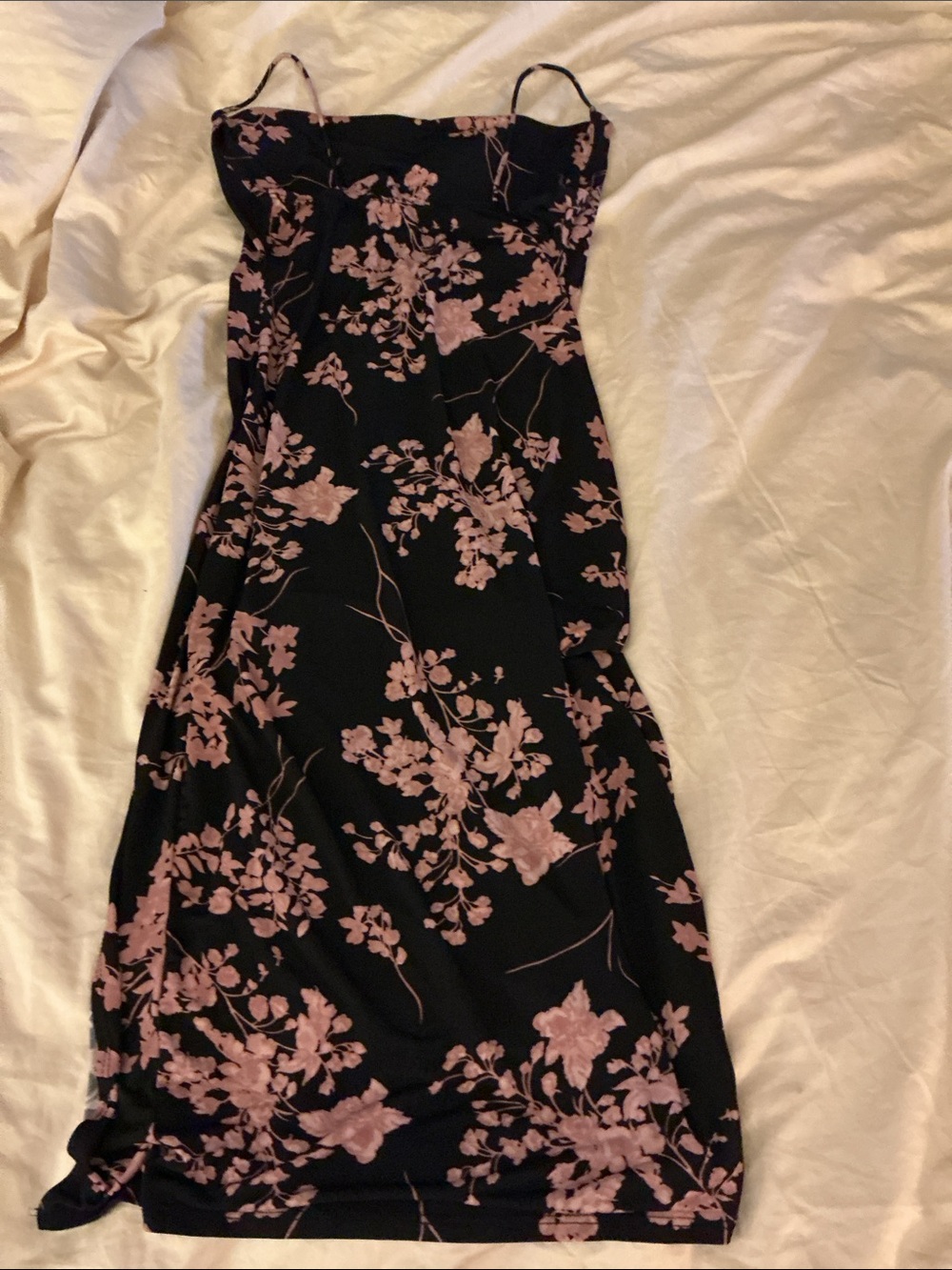 Windsor Black Slip Midi Dress with Pink Floral Print - Picture 5 of 5